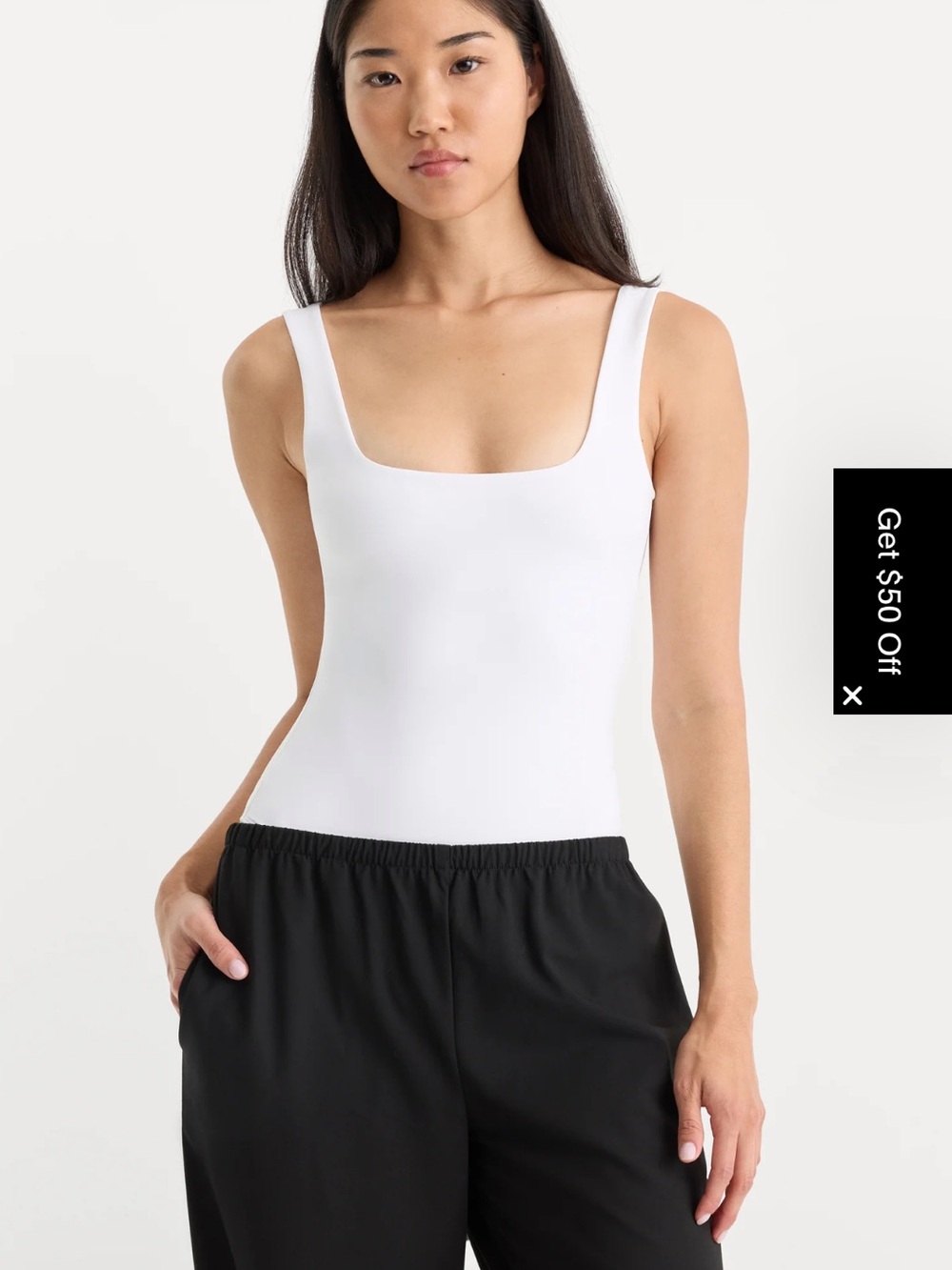 Women’s White Square-Neck Tank Bodysuit
